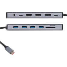 Vcom CU4706 Type-C To HDMI-2+DP+USB3.0-3+TYPE C+USB2.0+RJ45+SD2.0+TF2.0+PD+DC 3.5mm 13 in 1 Çevirici