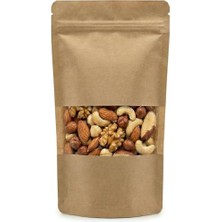 Meldoro Pencereli Kraft Doypack Kilitli Poşet (11X18,5 Cm) - 50 Adet - Dik Duran Kilitli Torba, Küçük Boy (Yaklaşık 100 gr Malzeme Için)