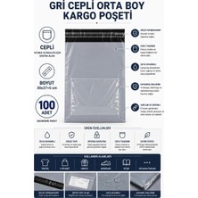 Herşey Trend Gri Cepli Orta Boy Kargo Poşeti 30X37+5 cm 100 Adet