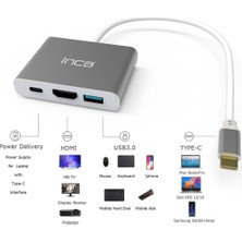 Inca ITPC-04TX Type-C Hub HDMI 4K@30hz USB3.0+PD100W Akım ve Voltaj Korumalı Alüminyum Çoklayıcı