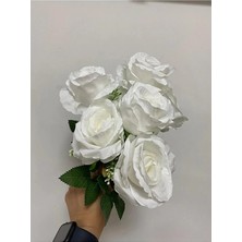 Elif Aksesuar Yapay Beyaz Gül Demeti 9 Kafalı 43 cm