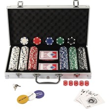 DISPLAY4TOP Poker Kılıfı, Lazer Poker Chips Poker 12 Gram, 2 Kart, Bayi, Küçük Kör, Büyük Kör Düğmeler ve 5 Zar, Alüminyum Kılıflı (300 Cips)