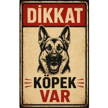 Lucena Retro Dikkat Köpek Var Metal Tabela Dekoratif Uyarı Levhası