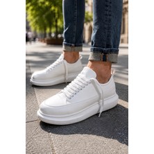 Mevese Meverk Cilt Erkek Sneaker Ayakkabı – Kalın Taban Günlük Beyaz