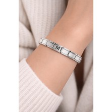 Ozka Concept M Harfli Çelik Bileklik – Kişiye Özel Baş Harf Bileklik – Paslanmaz Çelik Zarif Bileklik