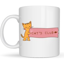 Bezos Cat’s Club Kedi Desenli Porselen Kupa Model 68 – Sevimli Turuncu Kedi Figürlü, Kahve & Çay Kupası, Kedi Severlere Özel Hediye