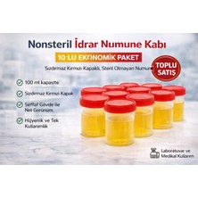 Ozka Concept Nonsteril Idrar Numune Kabı 100 ml Sızdırmaz Kapaklı Steril Olmayan Numune Kabı Laboratuvar Medi
