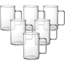 6'lı Borosilikat Cam Kupa Seti - Isıya Dayanıklı, Ince ve Hafif Çay, Kahve ve Bitki Çayı Bardağı Takımı (270 Ml)