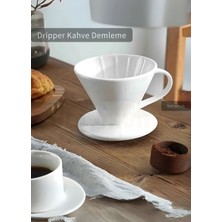 Jet's Home V60 02 Seramik Dripper Kahve Demleme Ekipmanı Aparatı Beyaz