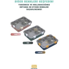 Bento 850ML Lunchbox Tek Katlı 4 Bölmeli ve Kaseli Çelik Sefer Tası Yemek Kutusu (Pembe)