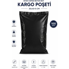 Herşey Trend Siyah Cepsiz Büyük Boy Kargo Poşeti 35X45+5 cm 100 Adet