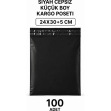 Herşey Trend Siyah Cepsiz Küçük Boy Kargo Poşeti 24X30+5 cm 100 Adet