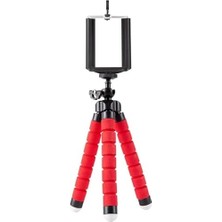 Süngerli, Elastik ve Sabit, Dönebilen Tripod (Kırmızı)