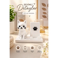 Relievo Sevimli Kedi Figürlü Telefon Tutucu- Telefon Standı -Dekoratif Ürün- Masaüstü Aksesuarı