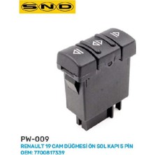 Renault 19 Cam Anahtarı Düğmesi Ön Sol Kapı 5 Pin Oem: 7700817339 Snd PW-009