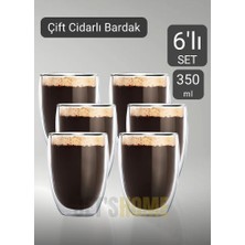 Jet's Home 6’lı Set Latte Bardağı Cappuccino Bardağı Çift Cidarlı Bardak Americano Bardağı 350 ml Kahve Bardağı