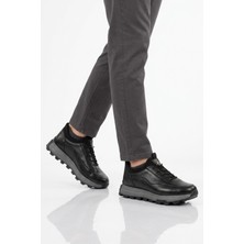 Voyager Siyah Premium Hakiki Deri Erkek Casual Ayakkabı Memory Kalın Tabanlı Sneaker M084-2 M