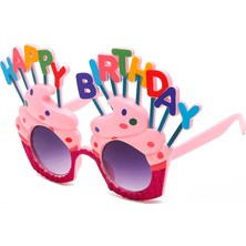 Ozka Concept Happy Birthday Yazılı Pembe Fuşya Renk Pembe Pastalı Parti Gözlüğü 12X7 cm