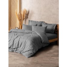 Cotton Box Plain Plaid Çift Kişilik Nevresim Takımı Gri