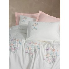 Cotton Box 3D Nakışlı Çift Kişilik Saten Nevresim Takımı Liva Pudra