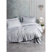 Cotton Box Stripe Elegant Gri Çift Kişilik Saten Nevresim Takımı