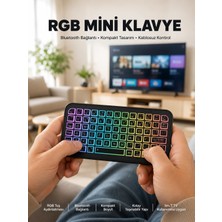 Kompakt Siyah Rgb Işıklı Bluetooth Mini Klavye