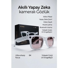Eco Lounge Beyaz Akıllı Gözlük Fotoğraf Video Ses Kaydı Kablosuz Modern Premium Tasarım