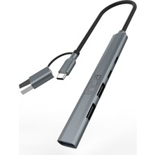 Ozka Concept IUTP-06T USB 3.0 3.1 Hub 1 x USB 3.0 +2 x USB+TYPE-C+PD100W 2.0 Aluminyum Kasa Çoklayici
