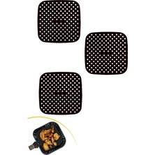 Happy Trend Buffer 3 Adet Isıya Dayanıklı Yıkanılabilir Silikon Airfryer ve Fırın Pişirme Matı, 21,5 Cm, Kare, Kırmızı ve Siyah TYC00738720944