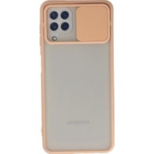sbodurhome Samsung Galaxy A22 Kılıf Palm Buzlu Kamera Sürgülü Silikon - Pembe
