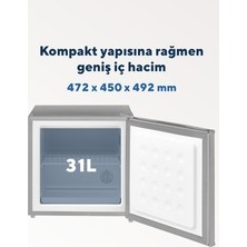 Esranın Dünyası 31L Mini Dondurucu, Gümüş Renkli Modern Tasarım