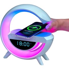 Nurton Rgb Gece Lambalı Kablosuz Şarj Cihazlı Bluetooth Hoparlör Dijital Saat