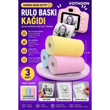 Valor Çocuk Fotoğraf Makinesi Yedek Termal Baskı Kağıdı Renkli (3 Lü Rulo) – 57X25MM