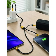 Nurton 240W Çoklu Şarj Kablosu Type-C Lightning Micro USB Örgü Kablo