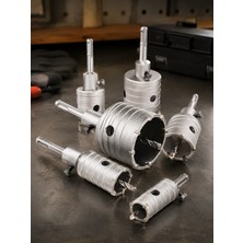 Nextra Adaptörlü Sds Plus Beton Delme Pancı Oyuk Delik Açma Set (30-35-40-45-50-55-60-65-70-75-80-100-110-120) mm