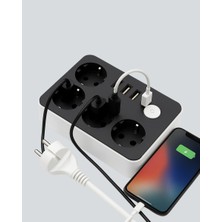 Nurton 4 Prizli 3 USB Portlu Anahtarlı Akım Korumalı Priz