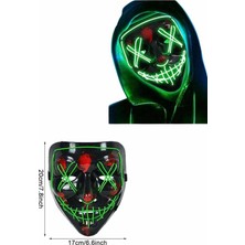 Nurton LED Işıklı Neon Maske Cadılar Bayramı Maskesi Korkunç Korku Maskesi