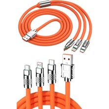 Nurton 120W 3 In 1 Uyumlu Silikon Şarj Kablosu Hızlı Şarj Kablosu