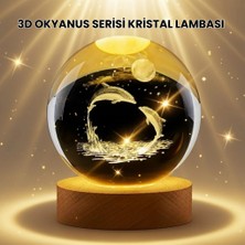 Valor Lazer Işlemeli Yunus Kristal Küre Sıcak Işıklı Ahşap Standlı