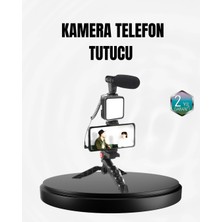 Valor Profesyonel Vlog Çekim Kiti LED Işıklı Tripod Mikrofonlu Telefon Seti