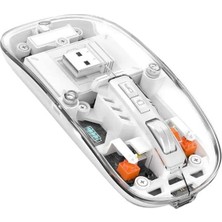 Nurton Sessiz Tıklama Çift Modlu Bluetooth ve Alıcı Şeffaf Mouse Fare