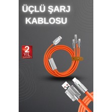 Nurton 120W Hızlı Şarj Kablosu Turuncu Yüksek Güç Kapasitesi Çoklu Şarj Girişi
