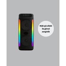 Nurton Rgb Işıklı Çift Hoparlörlü Taşınabilir Bluetooth Speaker ve Mikrofon Yeni Nesil