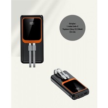 Nurton 20.000 Mah Powerbank – 22.5W Hızlı Şarj Çok Kablolu Dijital Göstergeli