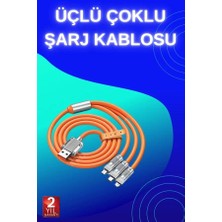 Nurton 3 In 1 Süper Hızlı Şarj Kablosu Android ve Ios Uyumlu Silikon Şarj Kablosu