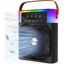Nurton Rgb Işıklı Buharlı Masaüstü Fan Sessiz Çalışan USB Şarjlı Taşınabilir Fan