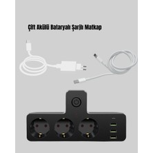 Nurton Anahtarlı Çoklu Priz 3 USB 1 Type-C Hızlı Şarj Destekli