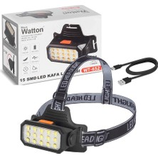 Valor 15 Ledli Sarı / Beyaz Şarjlı Kafa Lambası  WT-652