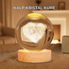 Valor Ahşap Standlı Kalp Motifli Işıklı Cam Küre Hediye Seçeneği