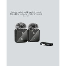 Nurton 2’li Kablosuz Yaka Mikrofonu Type-C ve Lightning Uyumlu Profesyonel Set